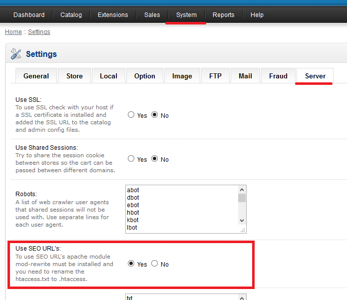 Enable SEO URLs in OpenCart settings for successful data migration