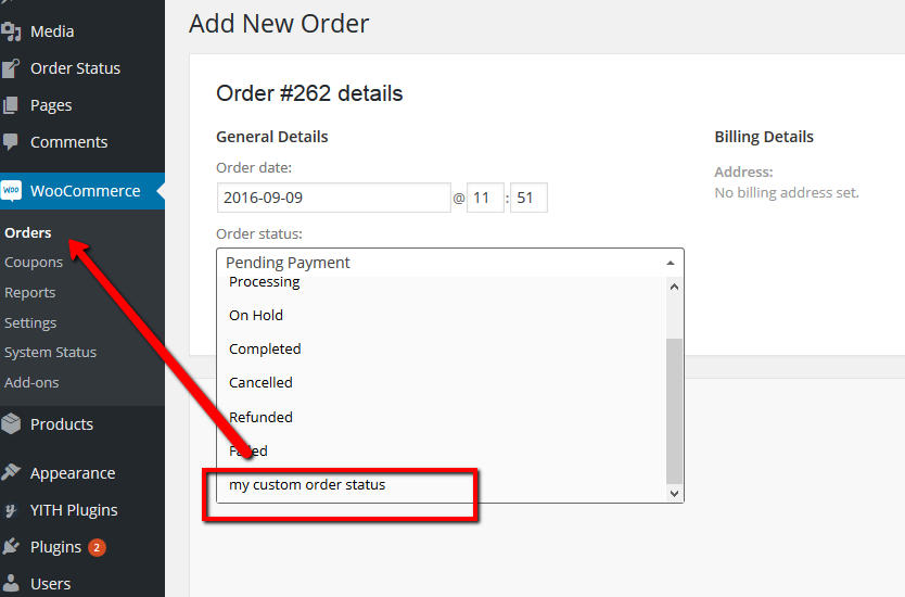 WooCommerce orders tab showing custom order statuses after data migration