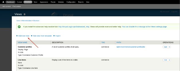 Drupal Commerce Structure Views for data export