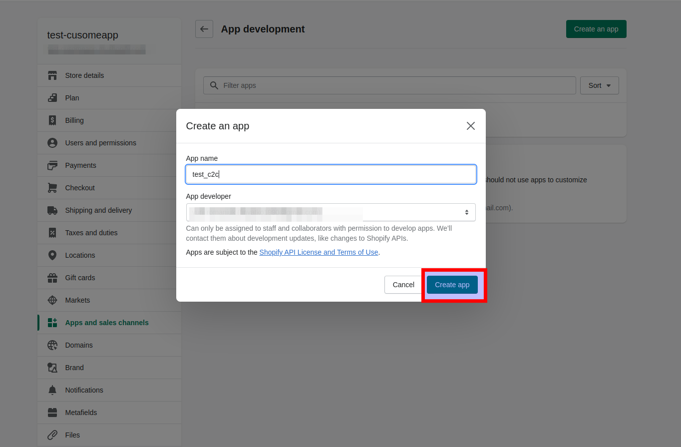 Shopify data migration: Creating an app to get the API token