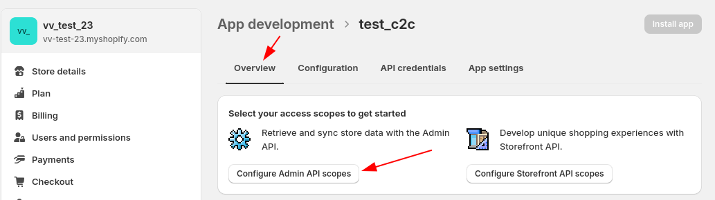 Shopify data migration: Configure Admin API scopes