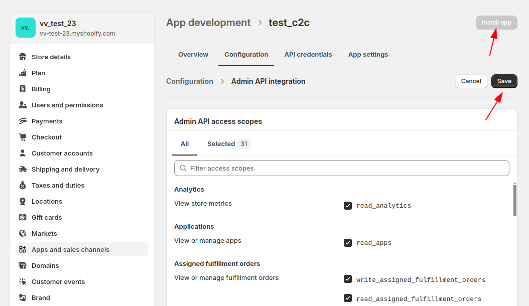 Shopify data migration: Install the custom app