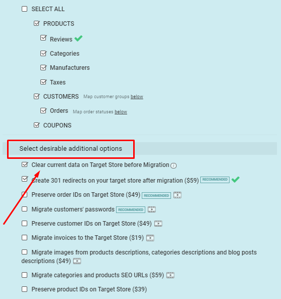 Clear Data Option in Cart2Cart for eCommerce Data Migration