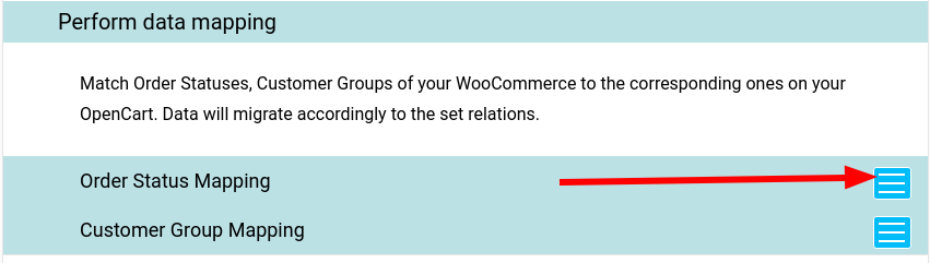 Order Status Mapping Button in Cart2Cart Migration Wizard