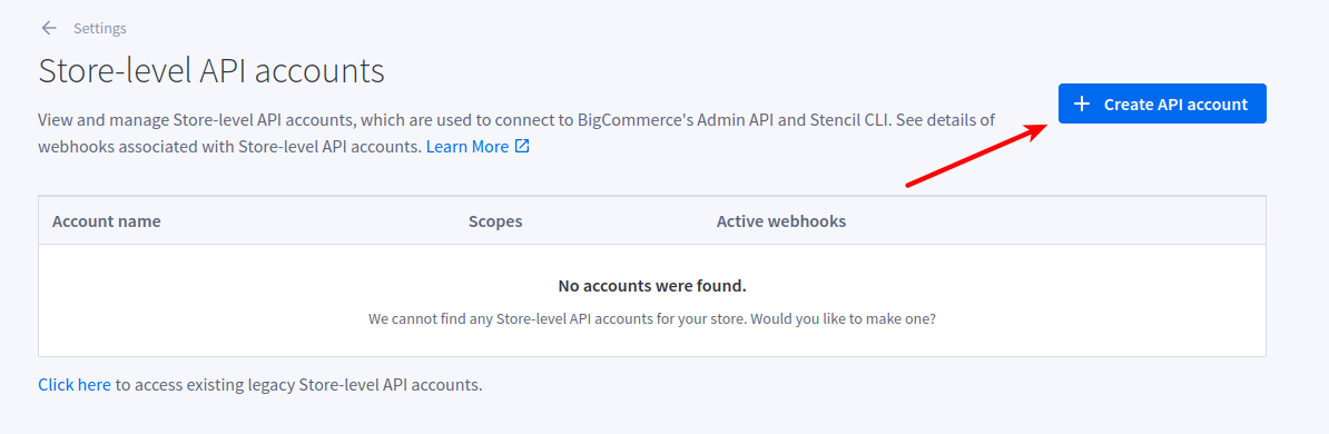 Create BigCommerce API account for eCommerce data migration