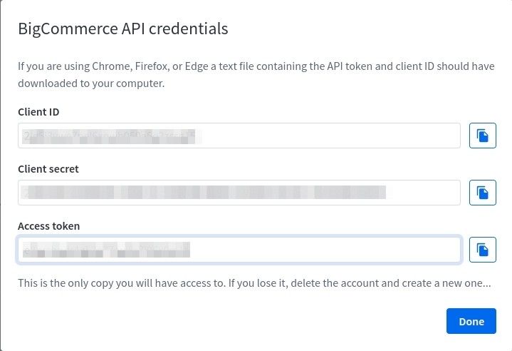 BigCommerce API credentials for eCommerce data migration