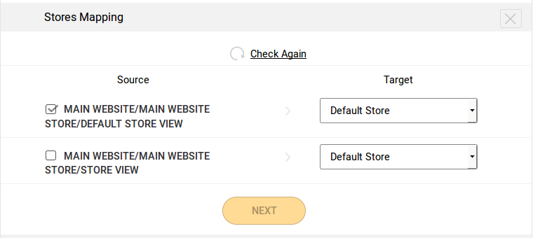 Cart2Cart multiple stores migration mapping