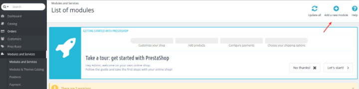 Add New Module in PrestaShop