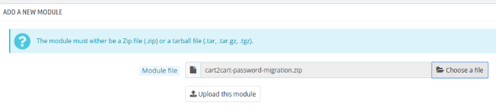 Upload PrestaShop Password Migration Plugin