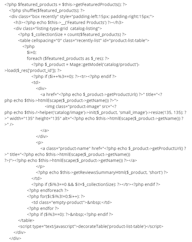 Magento Featured Products