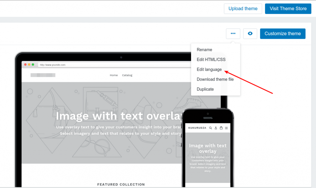 Shopify Edit Language Option