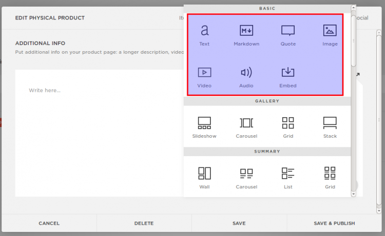 Squarespace additional info basic blocks for data migration