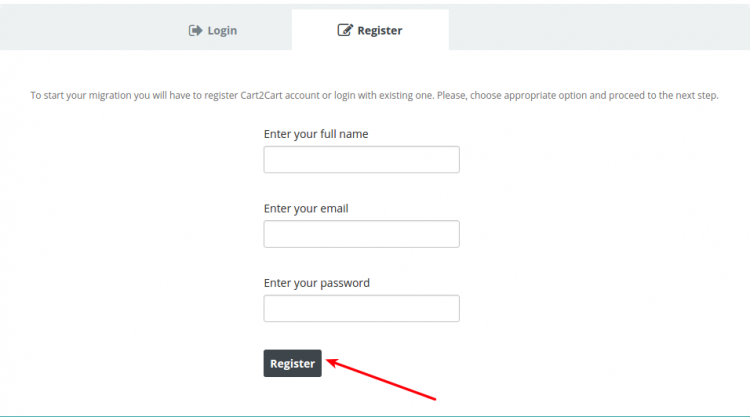 Cart2Cart Registration