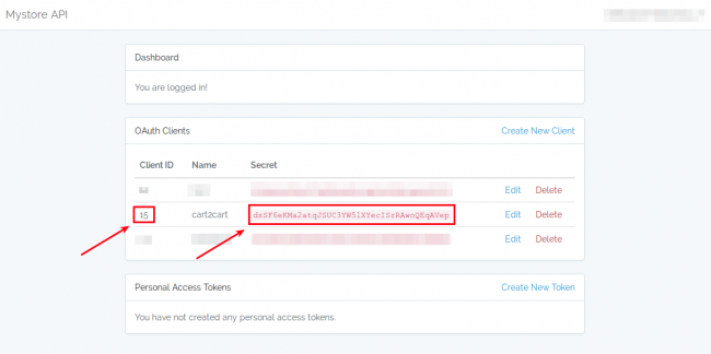 Copy Client ID and Secret for data migration