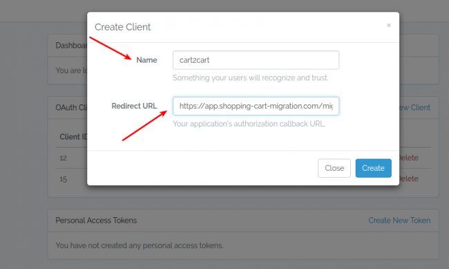 Cart2Cart Redirect URL for Mystore data migration