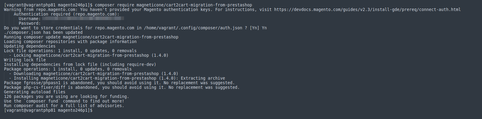 Install the Magento data migration module
