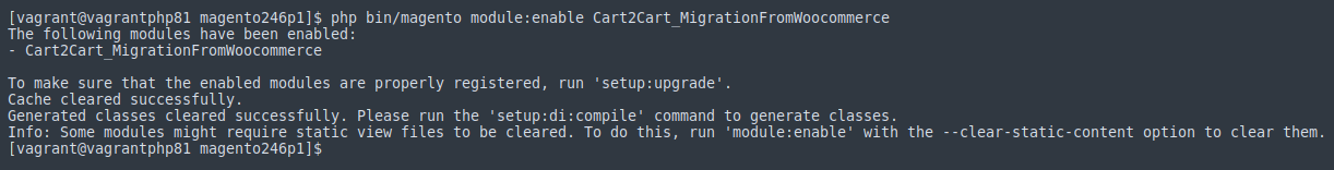 Enable the module for Magento 2 data migration
