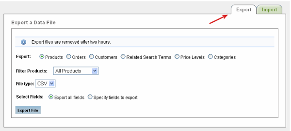 Network Solutions admin panel - Export Products for data migration