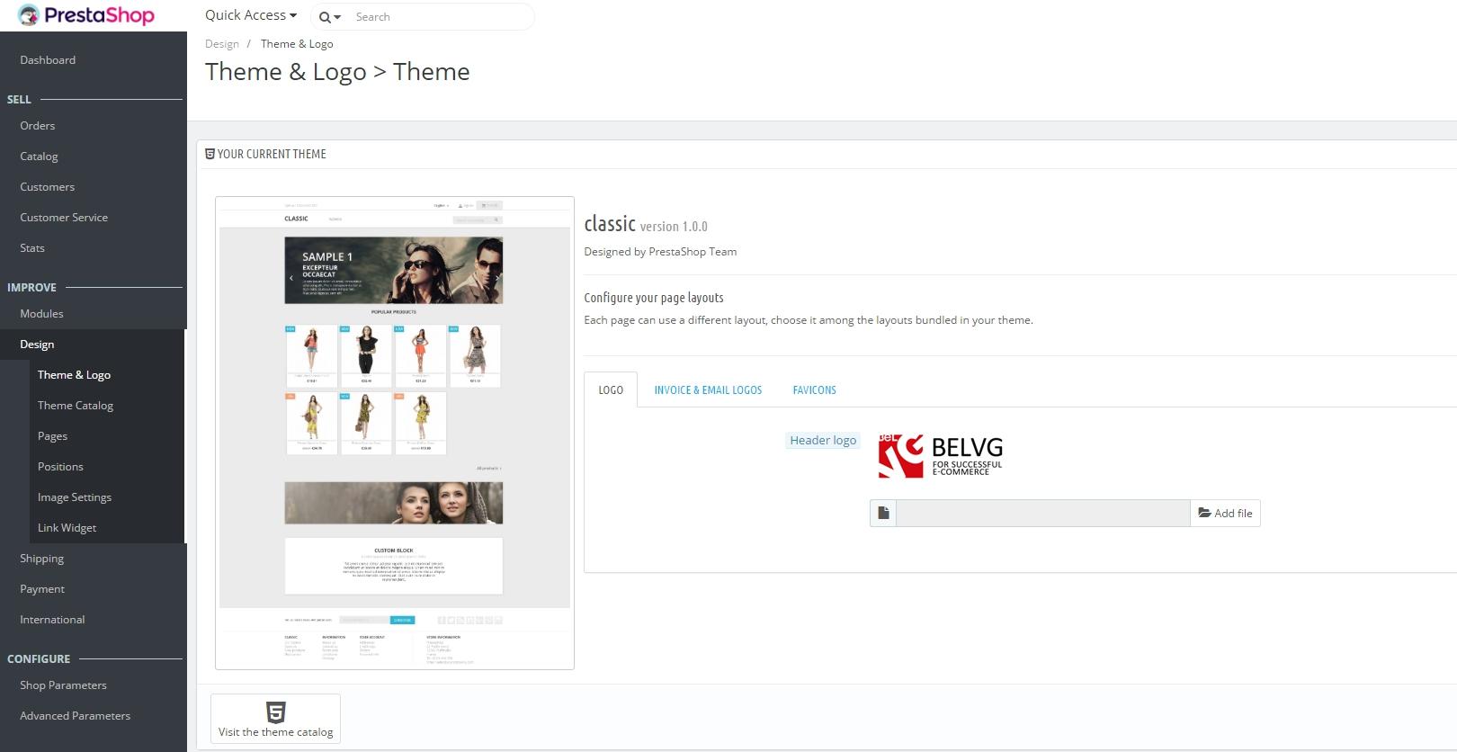 PrestaShop admin panel