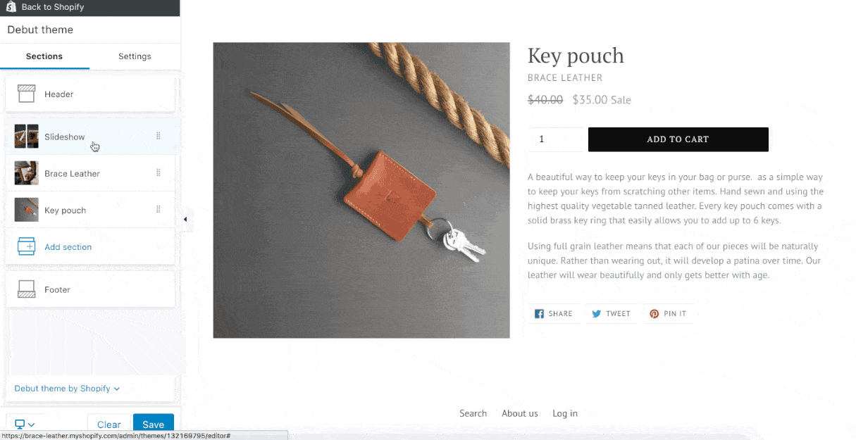 Shopify Sections feature demonstration