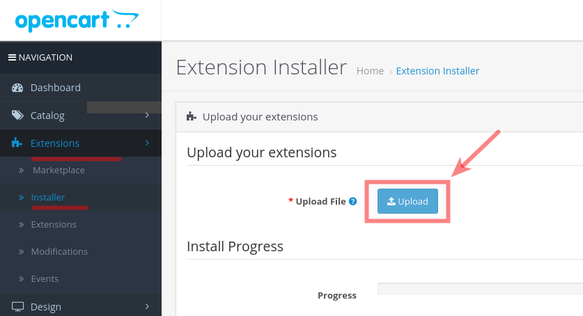 OpenCart Extension Installer Upload