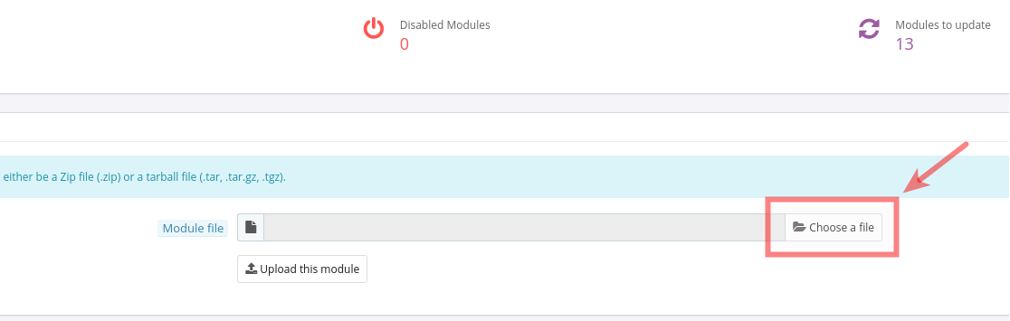 Uploading the Cart2Cart password migration module in Thirty Bees