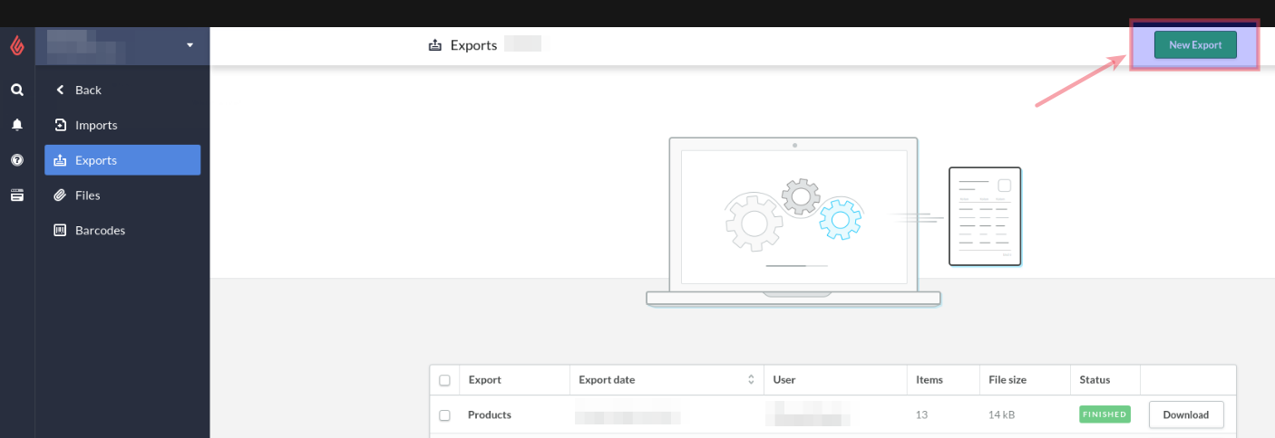 New Export button in Lightspeed