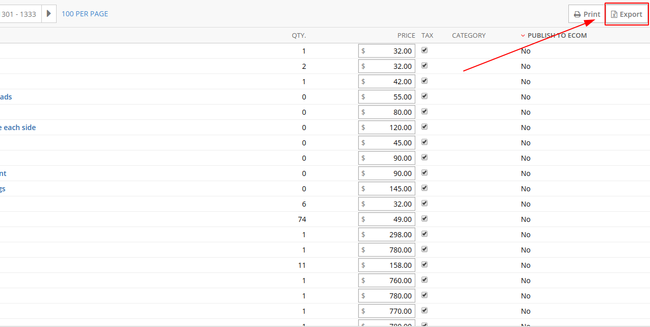 Lightspeed Export Button for eCommerce data migration
