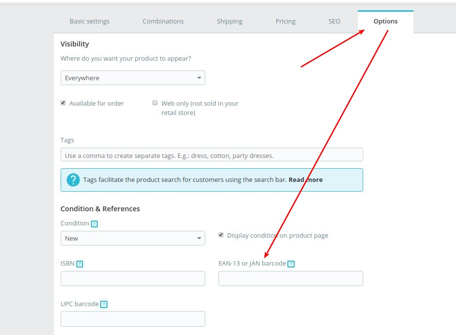 PrestaShop Route to Products settings after data migration