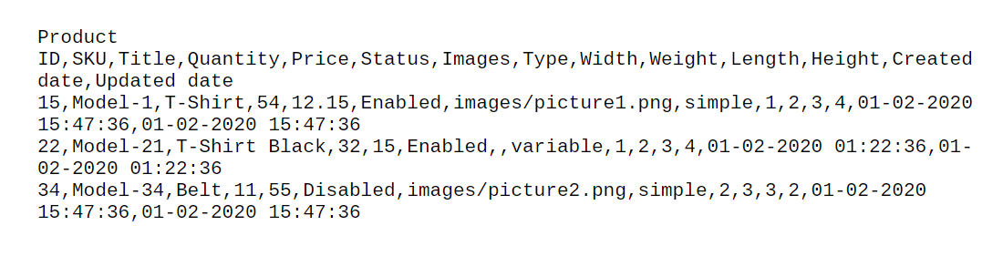 Example of a valid Drupal Commerce CSV file for data migration - Part 1