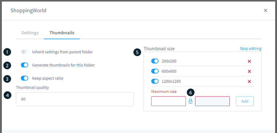 Shopware 6 thumbnail settings for data migration