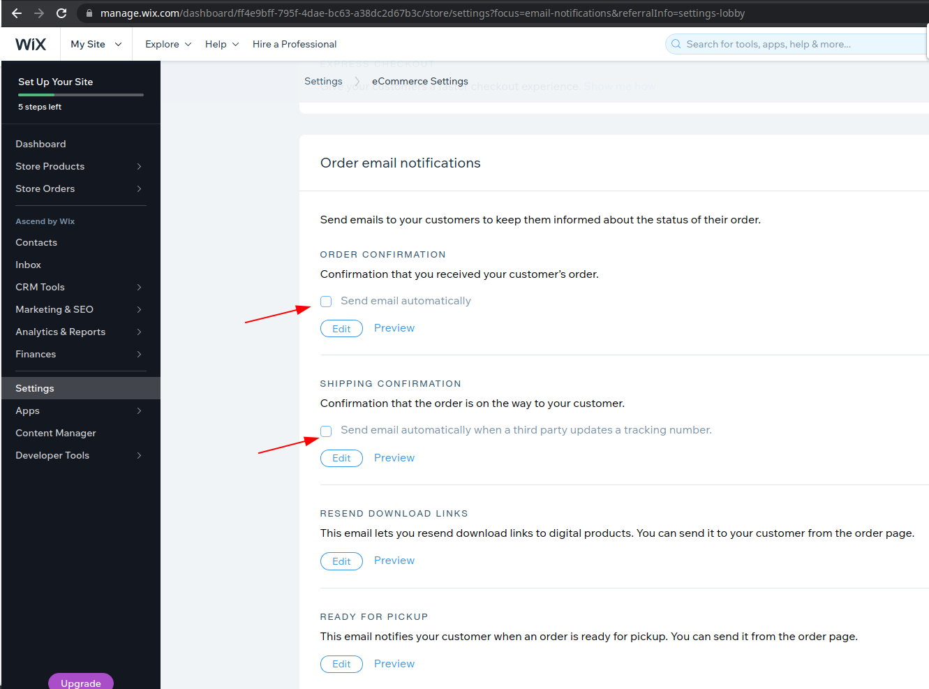 Disabling Order Confirmation and Shipping Confirmation Emails on Wix for Data Migration