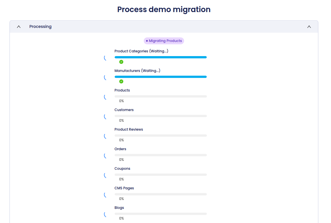 Demo migration for Shopify data migration