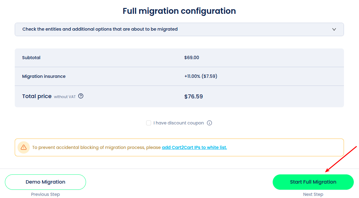 Starting full Shopify data migration