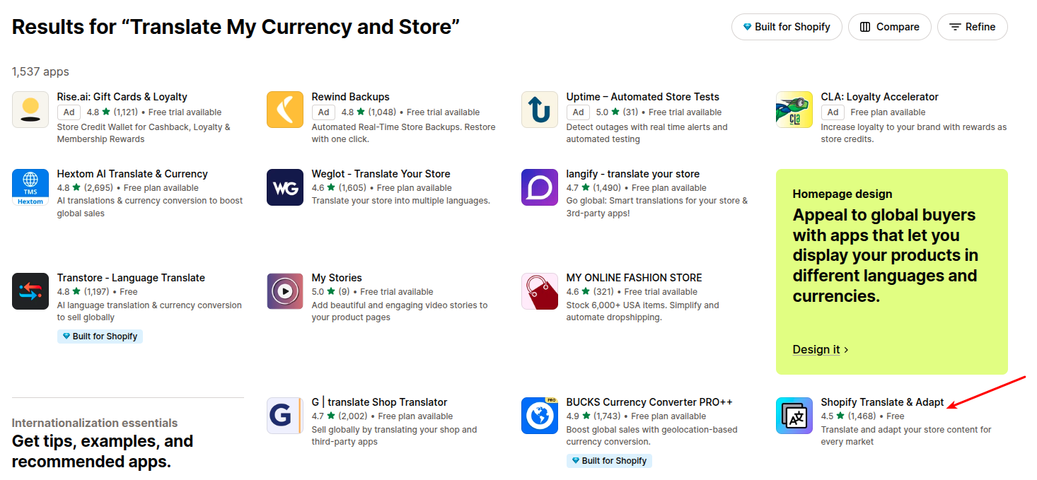 Installing translation app from Shopify App Store for data migration