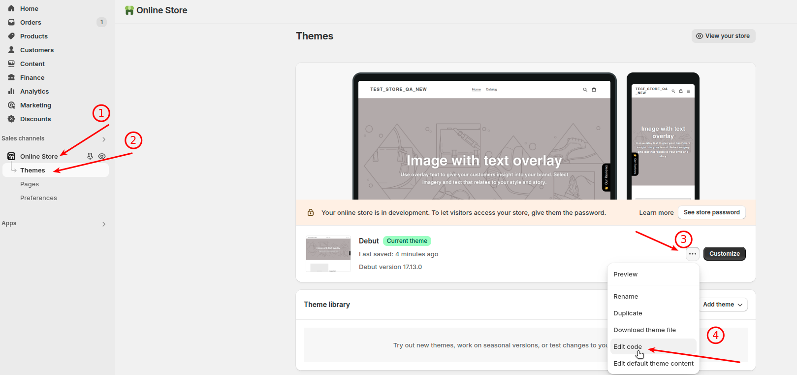 Accessing Shopify theme code editor for data migration