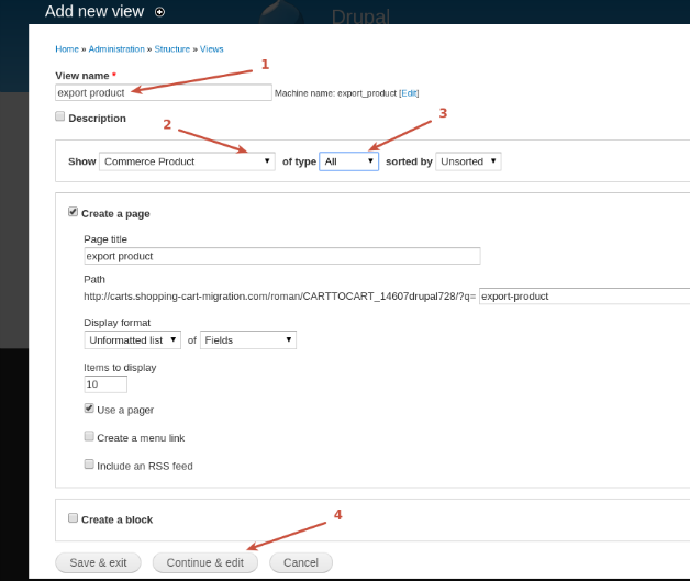 Continue and Edit Drupal Commerce data export