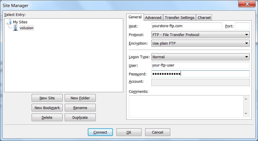Set up a new connection. Set up a new connection for Volusion image migration