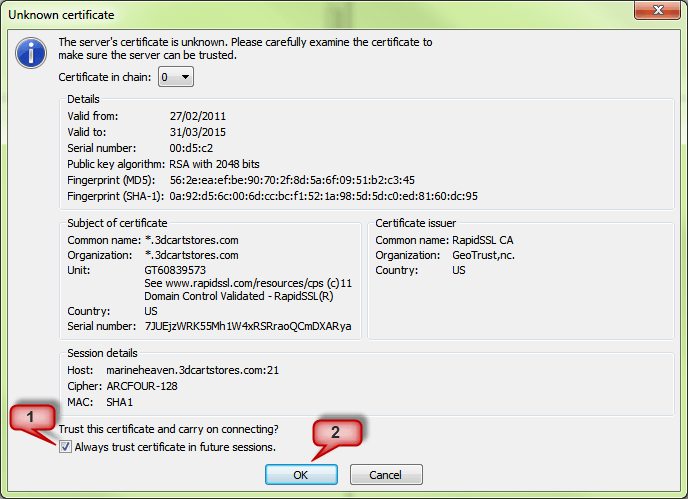Confirm that the server is trusted Confirm that the server is trusted during eCommerce data migration