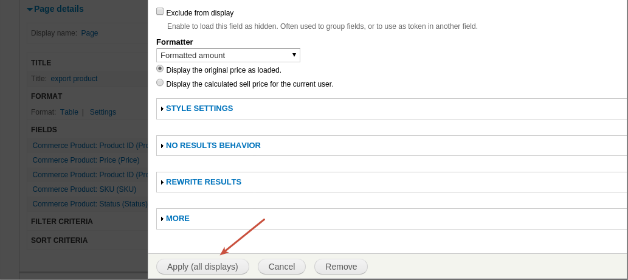 Apply all displays for Drupal Commerce data export