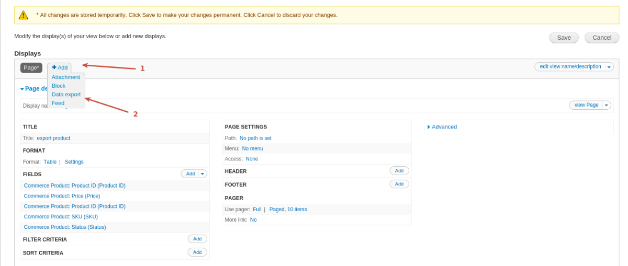 Add data export display in Drupal Commerce
