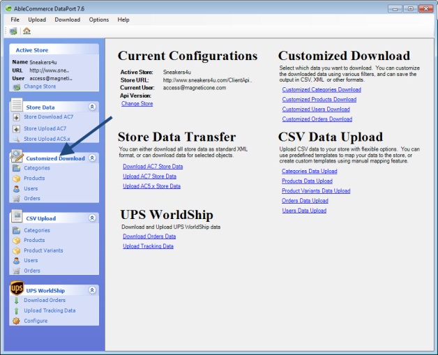 AbleCommerce DataPort Window