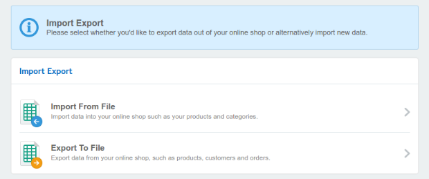 Selecting Export to File in ekmPowershop for data migration