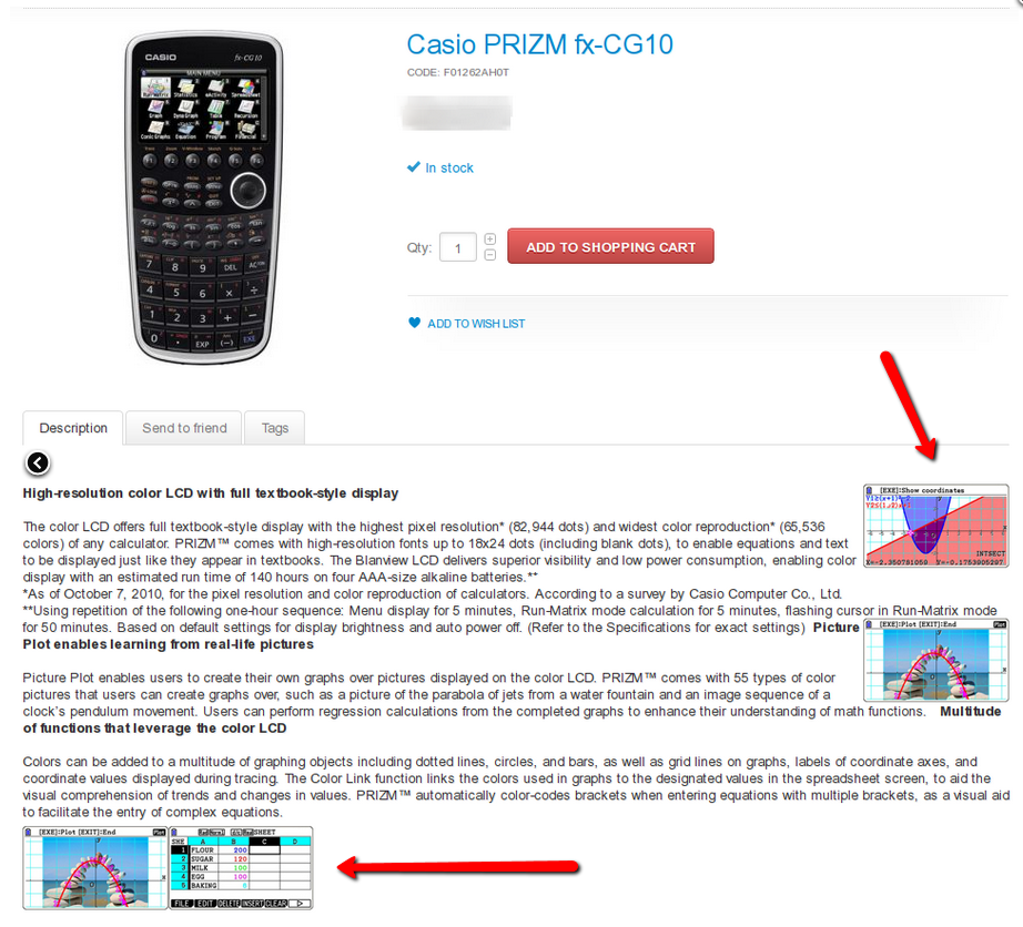 Example of product description with images for data migration