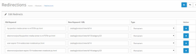 301 SEO URLs in OpenCart before ecommerce data migration