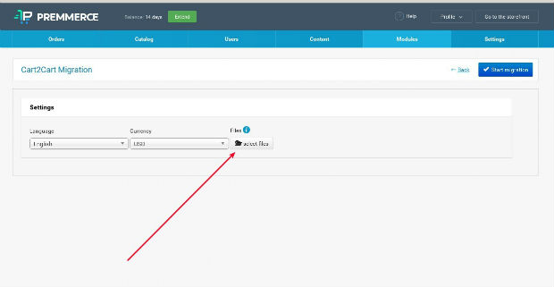 Uploading migration files for Premmerce eCommerce data migration
