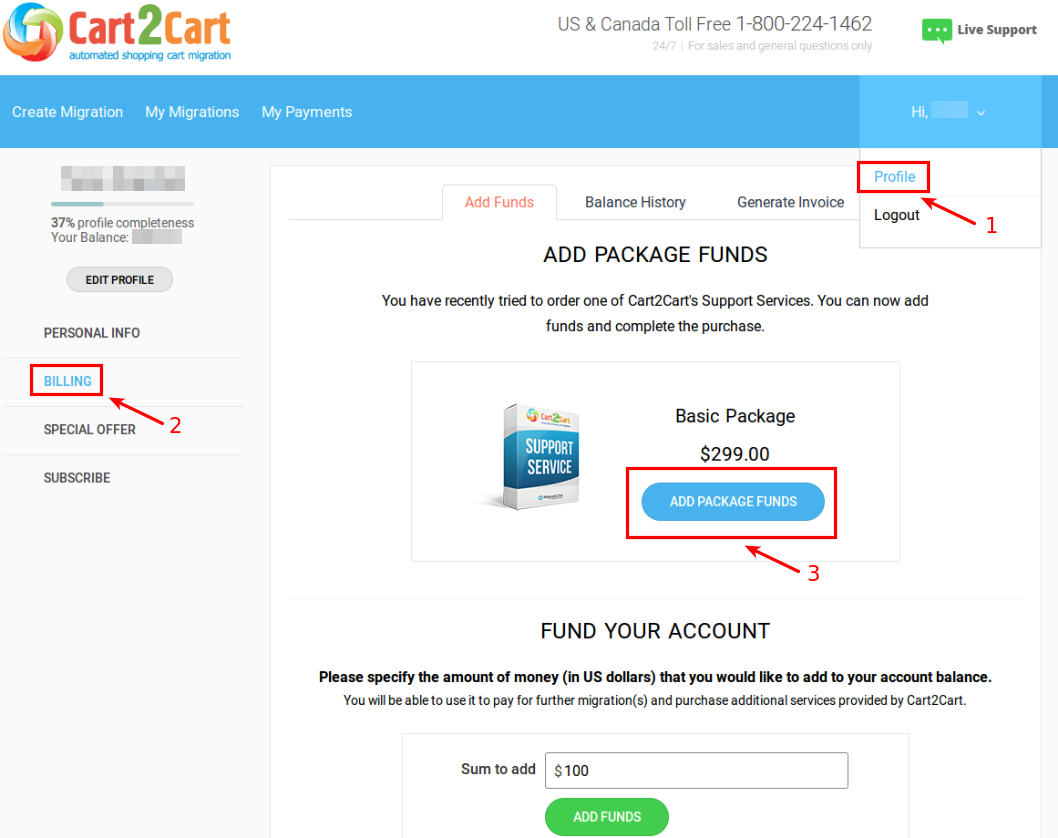 Resuming an interrupted Data Migration Service purchase with Cart2Cart Resuming Data Migration Service Purchase