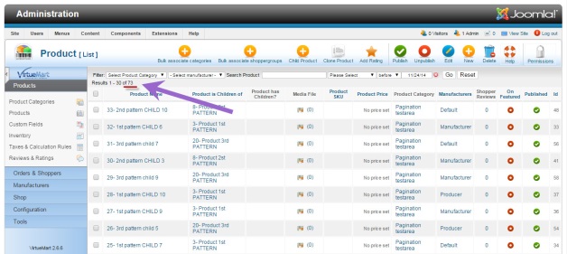Checking the number of products for VirtueMart data migration