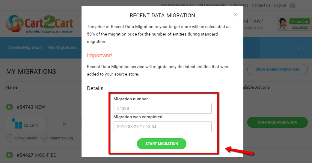 Start the Recent Data Migration process