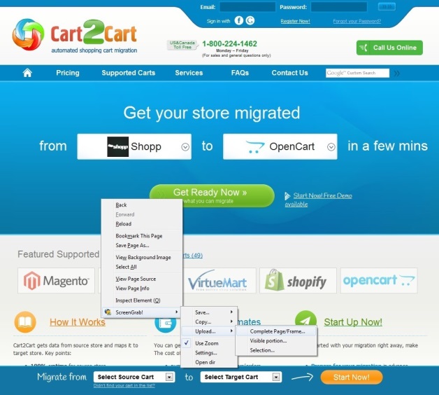 Browser extensions for capturing data migration screenshots